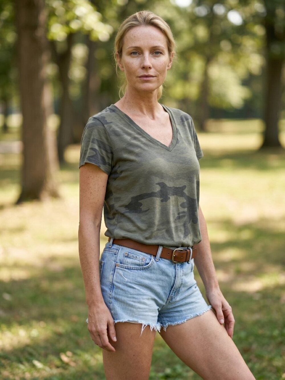 Vintage Abercrombie & Fitch V-neck camouflage tee